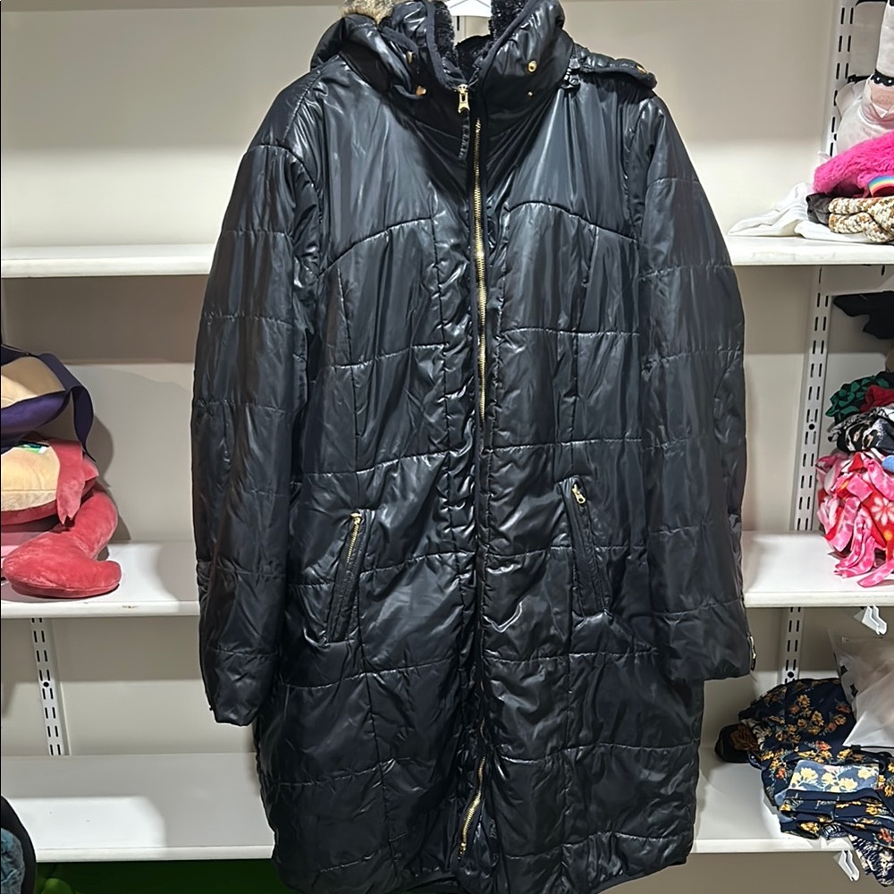 Jessica London Black Puffer Coat - Picture 1 of 3